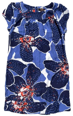 Victor Alfaro Dress Women 14 100% Silk Floral Short Sleeve Shift Summer - Image 1 of 4