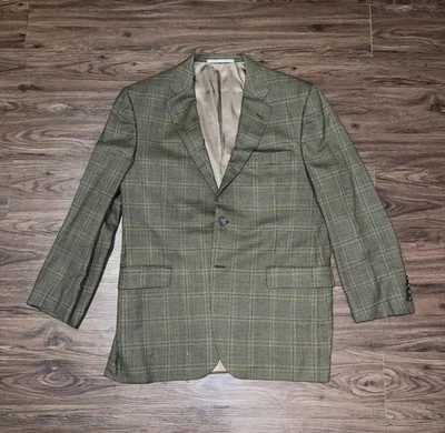Casaco esportivo Burberry London masculino grande verde xadrez blazer de dois botões feito nos EUA - Imagem 1 de 4