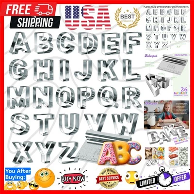 Cortadores de galletas alfabeto de acero inoxidable de 26 piezas - perfectos para eventos especiales Foto 1 de 4