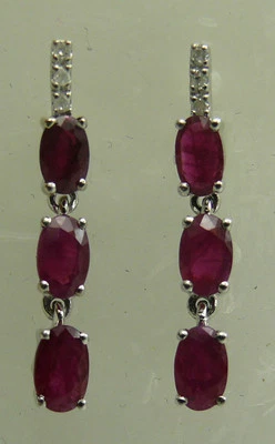 Ruby 1.87ct Earring with Diamonds 0.03ct 18k White Gold  - Image 1 of 2