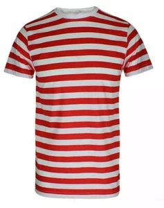 Camiseta a Rayas Roja y Blanca para Niños - Camisa Junior Cómoda y Elegante (Edades 7-13) - Imagen 1 de 1