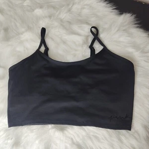 PINK Victoria's Secret Black Chloe X Halle Light Lined Crop Sport Bra- Med - Picture 1 of 4