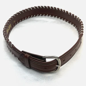 Justin Western Boys Brown & Silver Accents Top Grain Cowhide Belt 8024C Size 28 - Picture 1 of 16