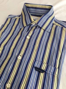 Camisa con botones Alex Cannon azul marino, amarillo y blanco a rayas talla S - Imagen 1 de 12