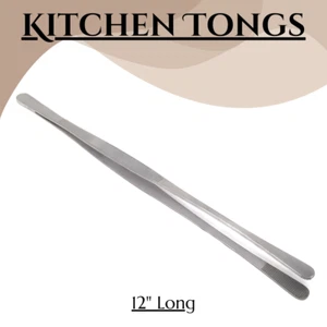 Non-Slip Kitchen Tongs for Grilling Flipping Frying & Plating Desserts - 12" STR - Picture 1 of 5