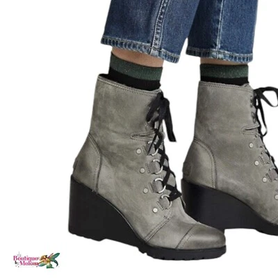 Sorel After Hours Wedge Lace Up Boots Gray Suede Women Size 8.5 NWOB - Image 1 of 4