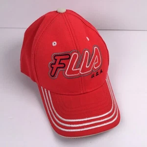 Red W/ White Blue Trim Baseball Hat Cap USA Hook And Loop One Size Fits All. T2 - Picture 1 of 7
