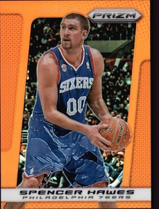 2013-14 Panini Prizm Prizms Orange 76ers Basketball Card #20 Spencer Hawes /60