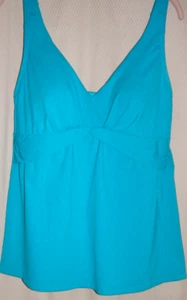 Lands End Adjustable Tankini Top/Shelf Bra/Underwire Free   Sz  14 Aquamarine - Picture 1 of 9