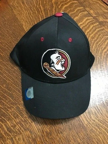 Florida Seminole's Mascot Embroidered Logo Cap. Black/Grey Cover
