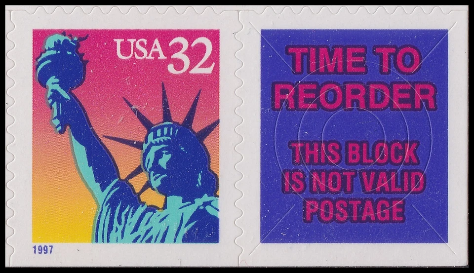 US 3122 Statue of Liberty 32c label horz pair (1 stamp) MNH 1997 - Image 1 of 1