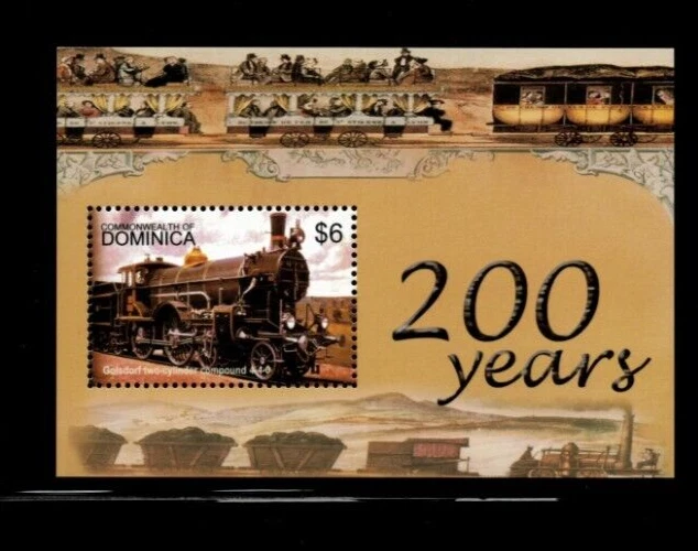 MODERN GEMS - Dominica 2004 - Trains - Souvenir Stamp Sheet Scott 2504 - MNH - Image 1 of 1