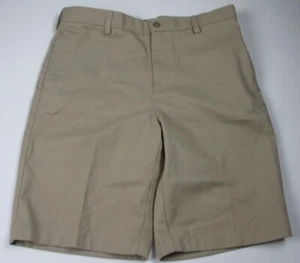LANDS END Khaki School Uniform Plain Front Cotton Chino Shorts Boys 20 NEW - Picture 1 of 7