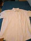 Ll Bean 100% Cotton Button-Down Short-Sleeve Pink Lavender Stripes Shirt 18 Reg