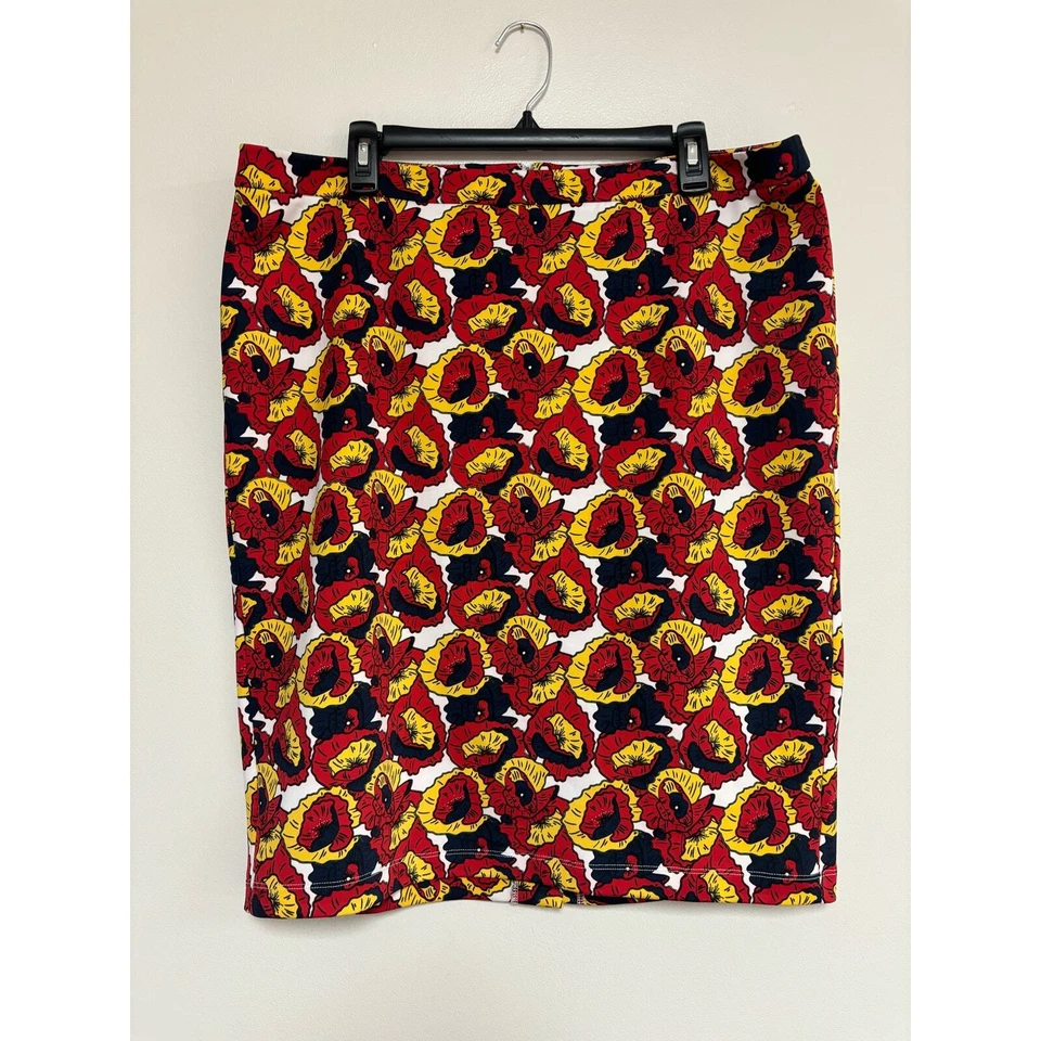 Monroe & Main skirt pencil multicolor floral bright pull on size 16 - Imagem 1 de 4