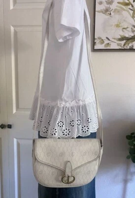 Autêntica bolsa tiracolo vintage Christian Dior aba branca - Imagem 1 de 4