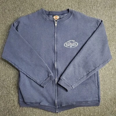 Harley Davidson Sweatshirt Mens Large Blue Full Zip Desert Sports Farmington NM - Image 1 of 4