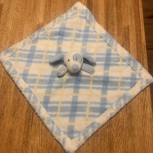 Mantas y más allá cachorro perro Lovey azul amarillo a cuadros seguridad bebé felpa 16" - Imagen 1 de 4