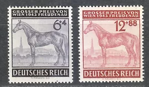 Alemania 1943 MNH Mi 857-858 Sc B244-B245 Race Horce. Premio de la Freudenau ** - Imagen 1 de 2