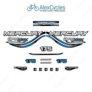 Mercury Optimax Bluewater 175 HP 175HP Outboard Laminated Decals Stickers Kit - Imagen 1 de 1