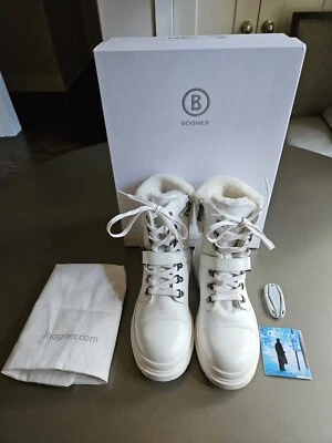 Bogner White Fur Lined Combat Snow Boots w/ Cool Retractable Spikes; Size = US 7 - Image 1 of 4