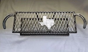 Dual BBQ Rib Rack Barbecue Texas Smoker Accessory Horseshoe Handles Solid Steel - Picture 1 of 17