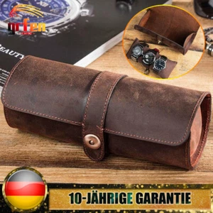 Echtes Leder Reiseetui Reise Rolle Handgefertigte Reiseaufbewahrung Uhrenbox - Bild 1 von 11