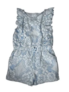 Janie and Jack Girls Light Blue Lace Ruffle Romper Size 5 - Picture 1 of 24