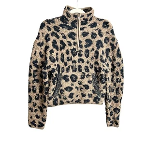 Skims Cozy Half Zip Pullover Leopard Size S/M Animal Fluffy Fuzzy 2000s Y2K - Picture 1 of 10