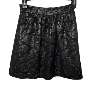 Tibi Women’s Skirt Size 4 Navy Metallic Leaf Pattern Knee Length Lined Classy - Picture 1 of 6