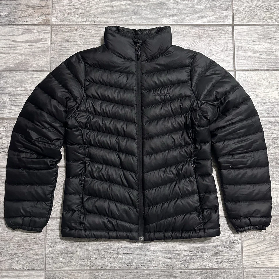Marmot Hype Down Puffer Jacket Women's Black 700 Duck Down Fill Zip Coat Size M - Image 1 of 4
