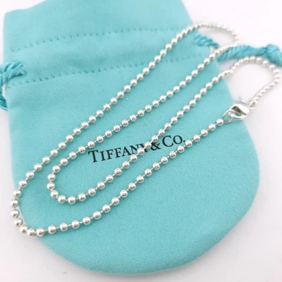 Collar Tiffany & Co. de plata esterlina de 2,5 mm con cuentas de bola cadena de inodoro de 20 pulgadas Foto 1 de 4