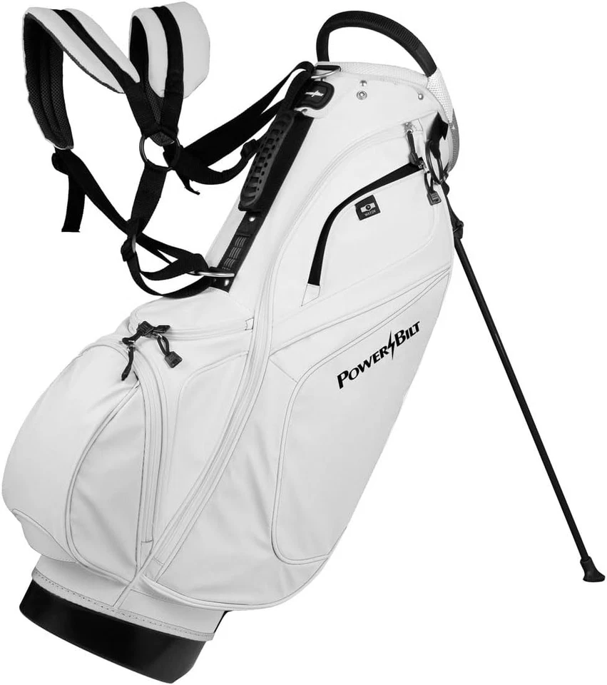 Nueva bolsa de pie de golf Powerbilt TPS Dunes 14 vías 9" de cuero sintético liviana Foto 1 de 4