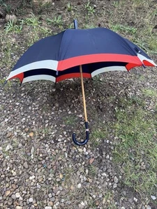 St Micheal Vintage Umbrella, Wood Shaft, Hook Handle L: 32” - Picture 1 of 4