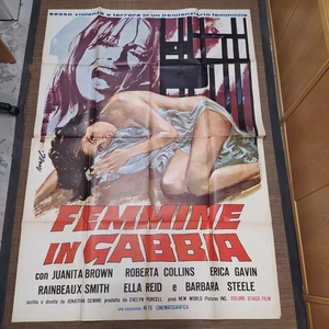 Manifesto originale Femmine in gabbia 1974 Forellini di affissione. Due fogli... - Picture 1 of 6