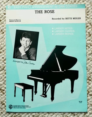 "THE ROSE"  BETTE MIDLER 1980 Sheet Music  Easy Piano Arrangement by Dan Coates - Image 1 of 4