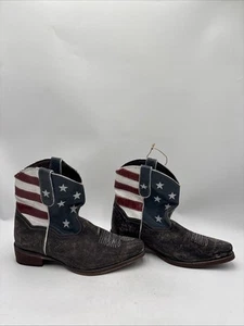 Roper Women's American Beauty Shorty Boots Grey/White/Red Size 11 - Picture 1 of 8