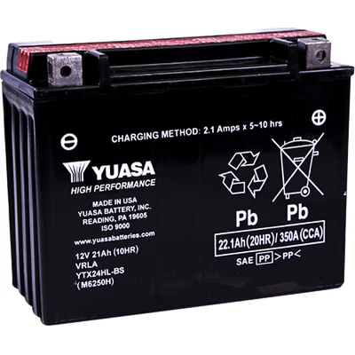 YUASA No Maintenance Battery with Acid YTX24HLBS YUAM6250H - Image 1 of 4