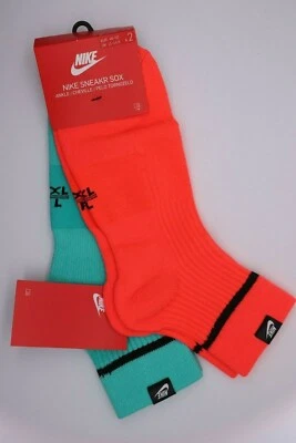 NIKE SPORTSWEAR SNEAKR SOX ANKLE SOCKS 2 PAIRS SK0262-902 UNISEX MEN UK11-14.5 - Image 1 of 4