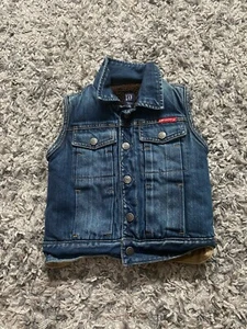 BABY GAP Toddler Boys 3 Years Jean Vest w/ Fleece Lining Pre-Owned - Picture 1 of 8