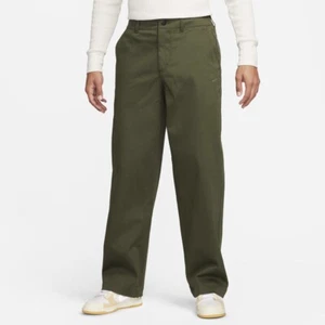 NIKE Life MENS El Chino Trousers NWT Cargo Khaki Green Woven Cotton Twill Men 32 - Picture 1 of 23
