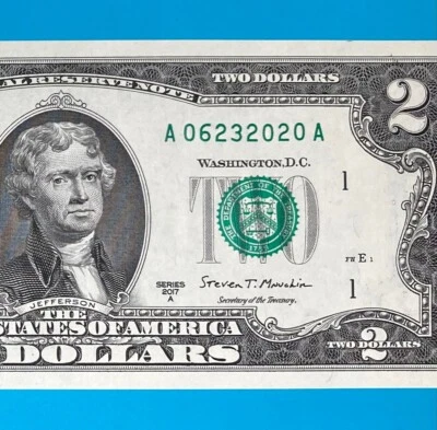 June 23, 2020 (A 06232020 A) BIRTHDAY Note $2 Two Dollar Bill *UNC* - Image 1 of 4