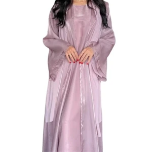 2 Piece Muslim Women Open Abaya Cardigan Maxi Dress Sets Islamic Long Robes Arab - Picture 1 of 9
