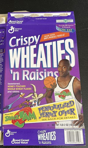 Wheaties & Raisins Space Jam Michael Jordan 1996 empty flat box