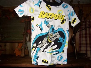 BATMAN BOYS 2 PIECE SHIRT AND PANTS PAJAMA SET SIZE 4 WHITE SHORT SLEEVE SLEEP - Picture 1 of 2