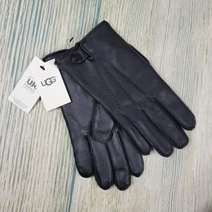 New UGG size L men's tech touch black leather gloves (134) - Picture 1 of 10