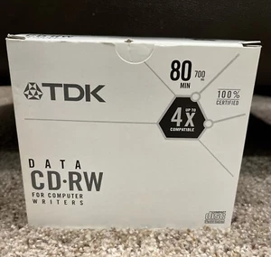 TDK DATA CD-RW Blank Recordable Discs 10 PACK 4X 700MB 80 Min Open Box-complete - Zdjęcie 1 z 2