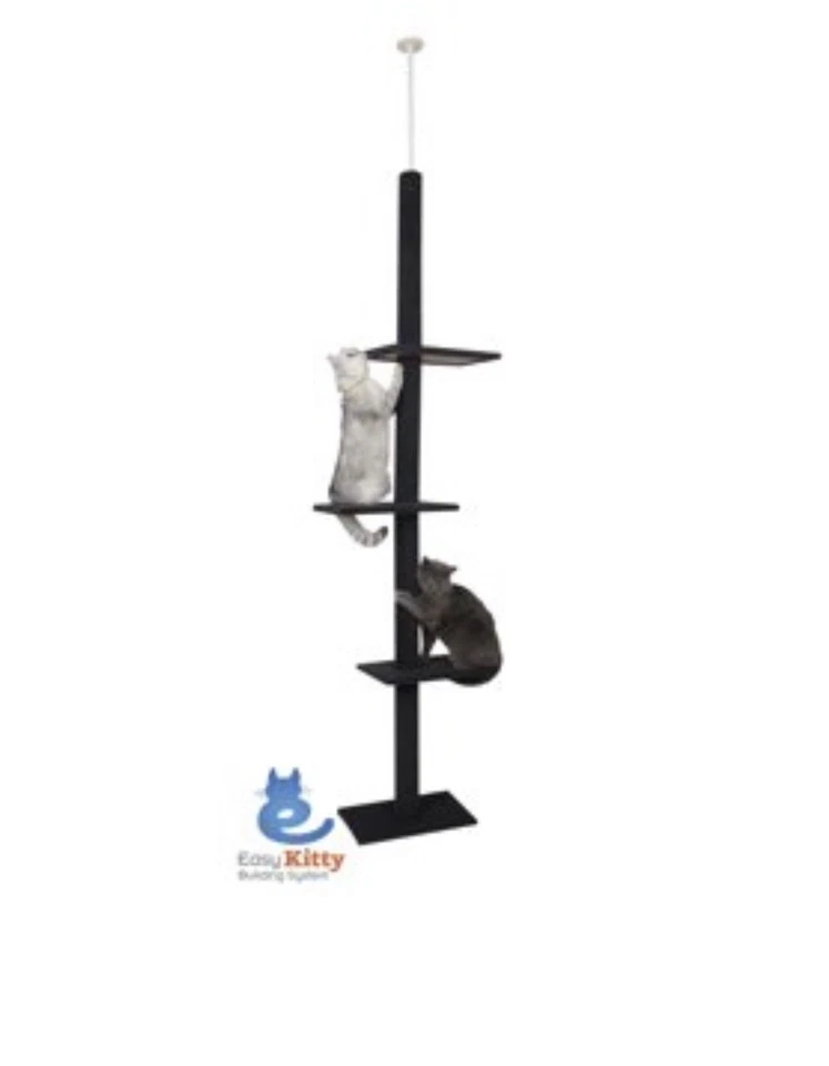 Árbol para gatos artesanal de tres niveles de piso a techo carbón Foto 1 de 1