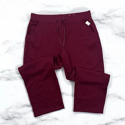 St Johns Bay Sweatpants Plus Size 2X Straight Leg Burgundy Red Wine Pull On - Image 1 of 4