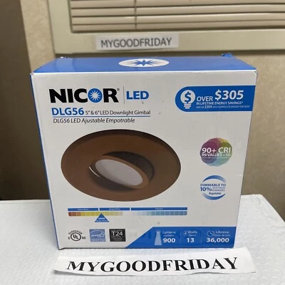 Globo ocular empotrado LED NICOR DEB56-20-120-2K-OB 5"/6", bronce frotado con aceite Foto 1 de 4